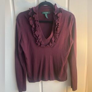 Ralph Lauren Deep Burgundy Silk Knit Top